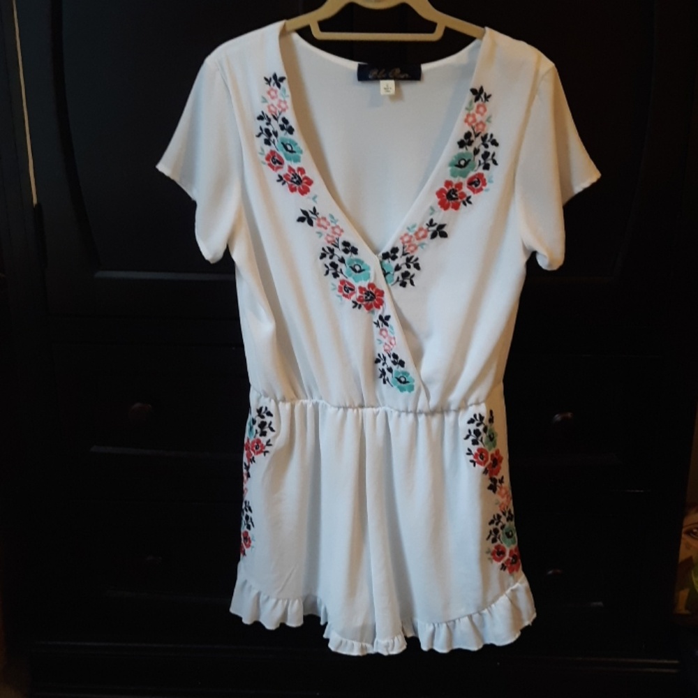 White embroidered romper